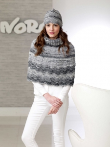 Charcoal - Poncho et bonnet en Noro Tennen